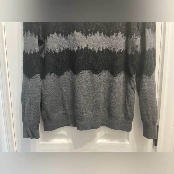 Banana Republic Women’s Sweater Lace Look Knit Black Size Medium Goth - Picture 2 of 9